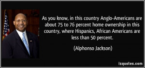 this country Anglo-Americans are about 75 to 76 percent home ownership ...