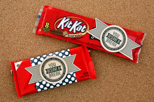 If you want - wrap a piece of scrapbook paper around the Kit Kat