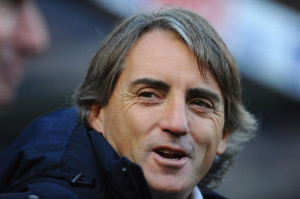 Roberto Mancini Roberto Mancini of Manchester City looks on during the
