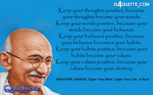 Keep your thoughts positive | Mahatma Gandhi Quotes