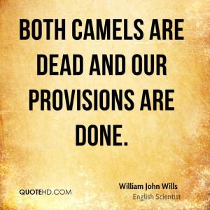 Both camels are dead and our provisions are done.