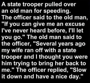 state trooper pulled over a old man for speeding