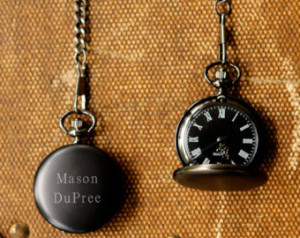 Engraved Pocket Watch, Groomsman Gi ft, Personalized Midnight Pocket ...