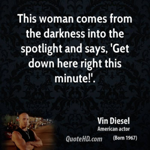 This woman comes from the darkness into the spotlight and says, 'Get ...