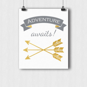 Adventure Awaits! Gold Arrows quote, Personalize the Colors, Baby Boy ...