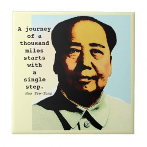 Motivational Mao Tse-Tung Journey Quote Gift Tile