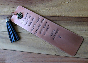 Stamped Metal Copper Bookmark Jane Austen Quote