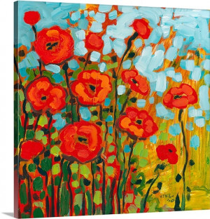 Red Poppy Field Photo Canvas Print | Great Big Canvas
