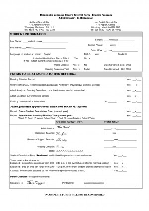 Referral Form Example picture