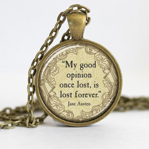 Jane Austen, Pride and Prejudice Necklace, Literature Pendant, Quote ...