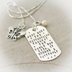 Inspirational Quote Dog Tag Necklace Sterling Silver Hand Stamed ...