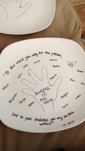 Teacher Appreciation Plate with your child's hand print...write in ...