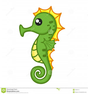 Cute Seahorse Cartoon Stock Photo Image