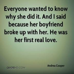 Andrea Cooper - Everyone wanted to know why she did it. And I said ...
