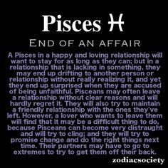 Pisces and the end of an affair. More