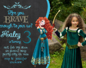 Merida birthday invitation invite Disney's Brave Disney Princess party ...