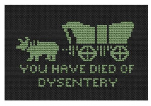 cross stitch pattern Died on the Oregon Trail on Etsy, $5.00