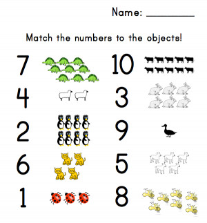 Number Matching Worksheets for Preschoolers
