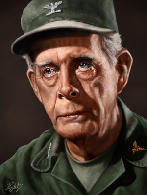 portrait of the late actor, Harry Morgan in his most famous role ...