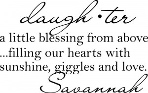 Daughter a little blessing Cute vinyl wall decal quote sticker ...