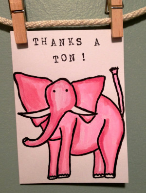 Thank You Card Thanks Funny Elephant Blank