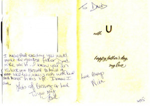 FATHER'S DAY CARD FROM MY DAUGHTER'S MOTHER - JUNE 19th, 2005