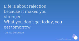 What you don't get today, you get tomorrow.