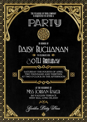 Great Gatsby Themed Invitations