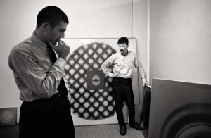 Irving Blum and Billy Al Bengston hanging a show quot 1963