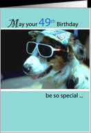 49th Birthday Wishes, Dog with Sunglasses and Hat, Humorous, Funny ...