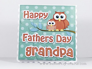 Happy Fathers Day Card for Grandpa with Owls, Handmade