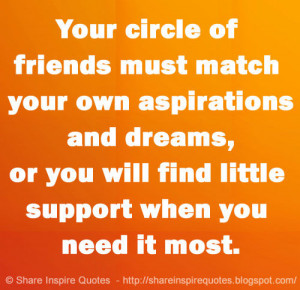 Your circle of friends must match your own aspirations and dreams, or ...