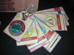 Close up of Eagle Scout Badges