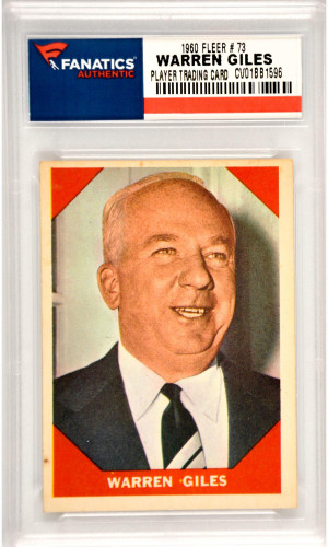 Warren Giles National League President 1960 Fleer 73 Card