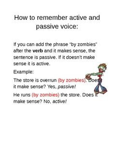 Teach students to remember active and passive voice WITH ZOMBIES! I ...
