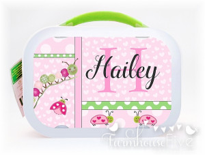 Bugs Lunch Box ~ Happy Colors in Pink & Green