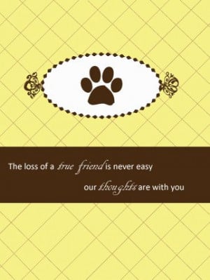 Pet Sympathy Card For Loss