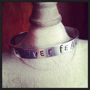 Faith Over Fear Stamped Cuff, $16.50