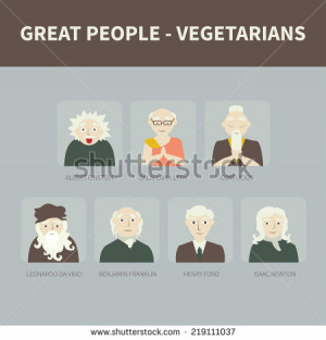 Vegetarians. Icons. Famous people. - stock vector