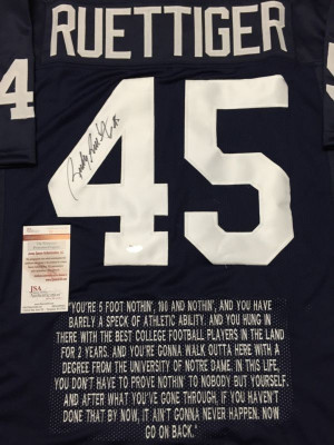 Autographed/signed Rudy Ruettiger Notre Dame Movie Quote Stat Jersey ...