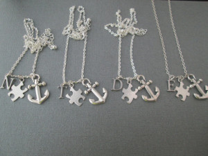 Best Friends Necklaces- Puzzle Piece, Anchor Initial Necklaces