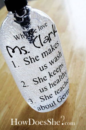 Add ribbon. The bigger bottle is hand sanitizer.