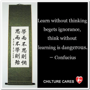 Learning and Thinking Confucious Quote Calligraphy Wall Scroll