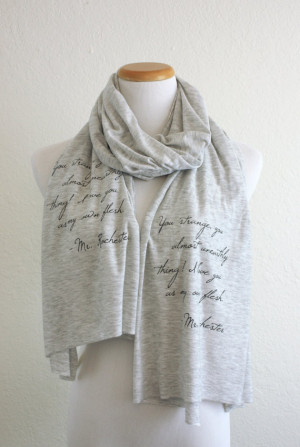 Jane Eyre Literary Scarf // Mr. Rochester Quote // Knit Jersey Raw ...