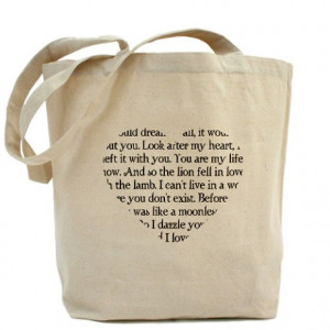 ... Gifts > Bella Bags & Totes > Twilight Romantic Quotes Heart Tote Bag
