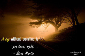 Funny Quote: A day without sunshine is like, you...
