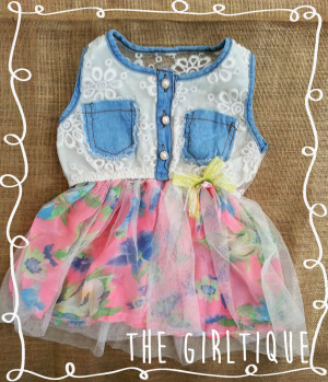 Cute Country Babies Quotes Denim floral lace baby dress