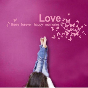 Love Quote with Butterflies Wall Decal