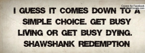 guess it comes down to a simple choice. Get busy living or get busy ...