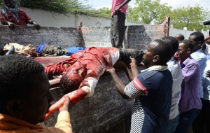 Somali hospital staff at the Medina hospital in Mogadishu receive the ...